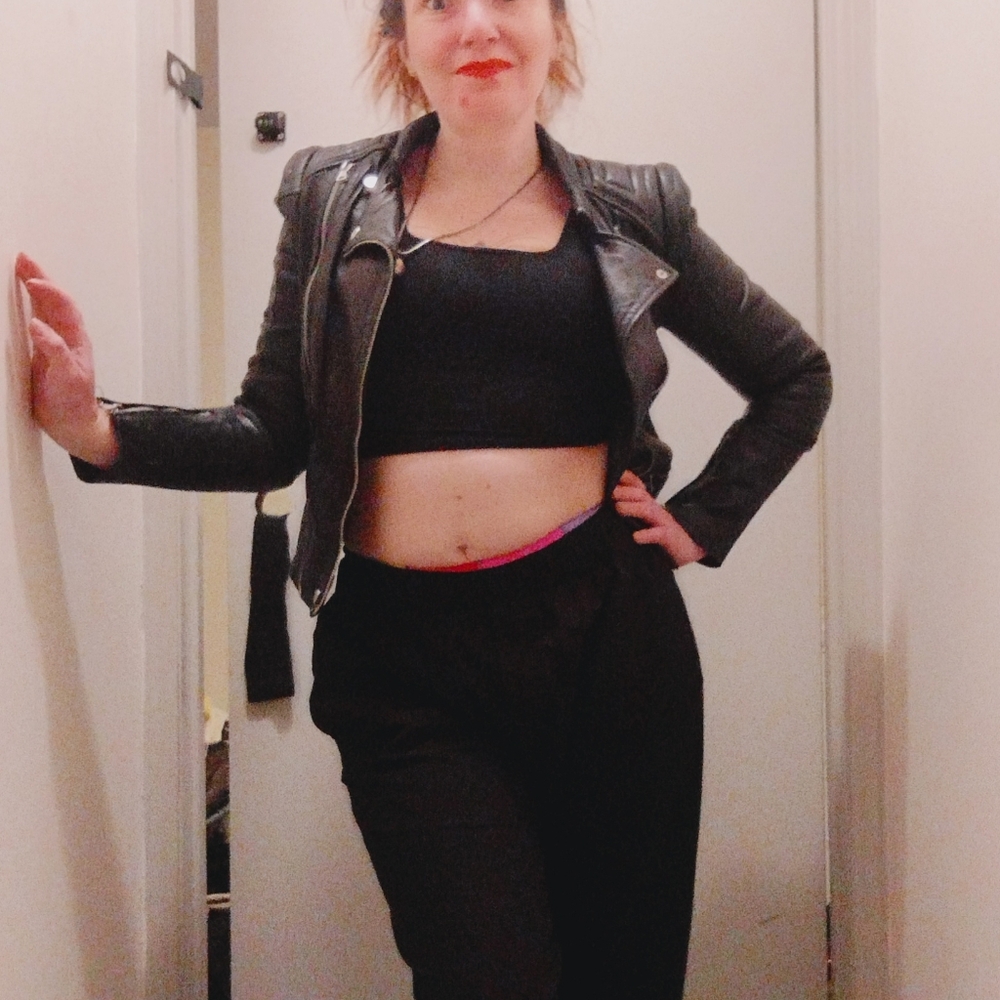 Zara Black Leather Moto Jacket - Picture 9 of 12
